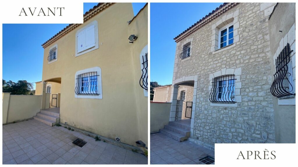renovation facade cavaillon imitation pierre relief sculpte main