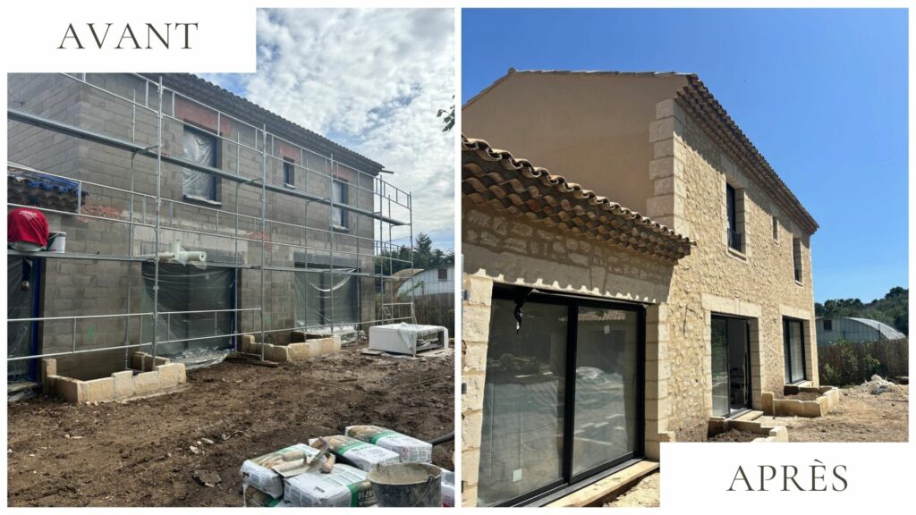 renovation facade imitation pierre saint remy provence avant apres